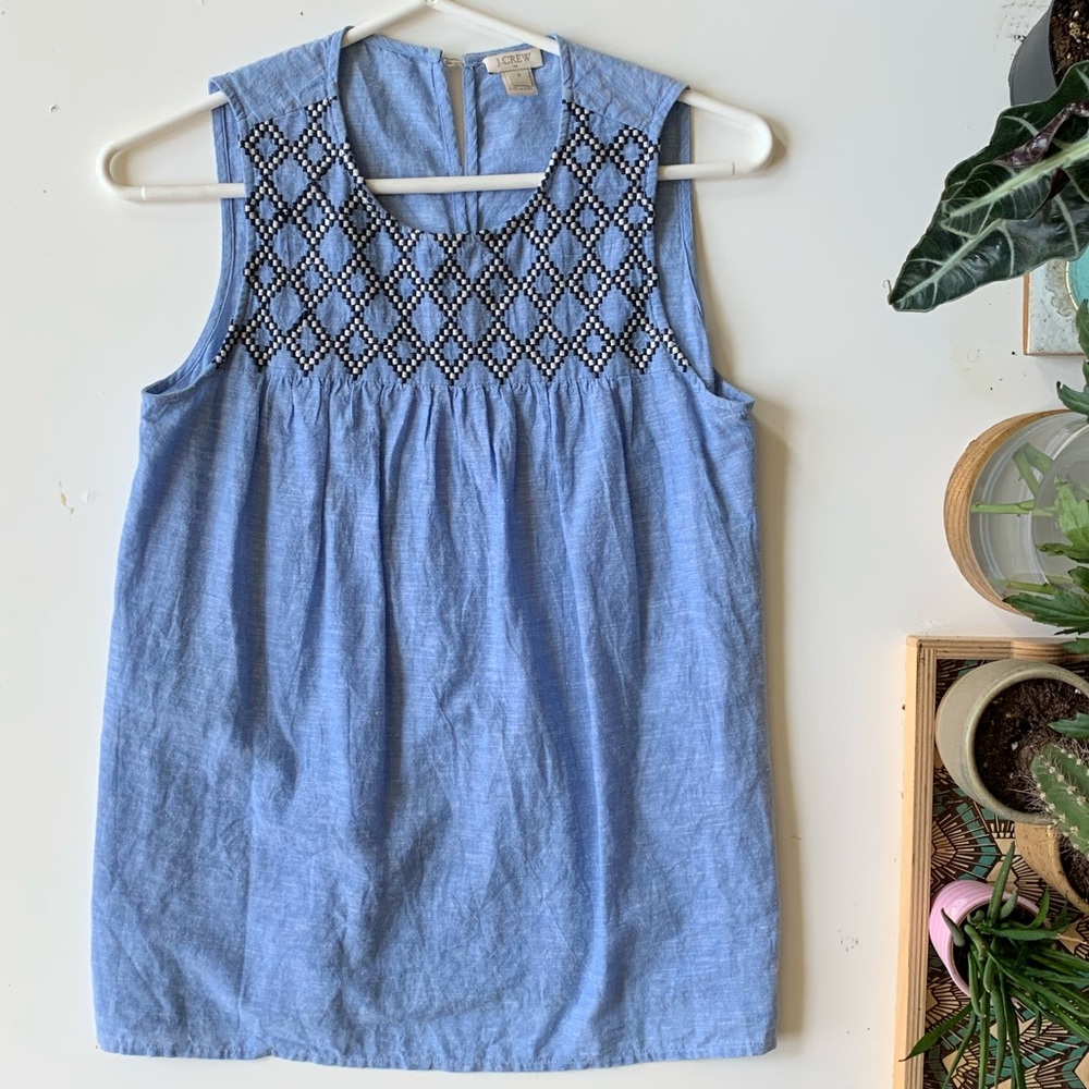 J.Crew Factory Crosshatch Embroidered Shell - Picture 2 of 6